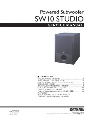 Yamaha sw10 studio service manual cover