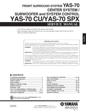Yamaha yas 70 series service manual cover