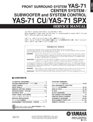 Yamaha yas 71 service manual cover