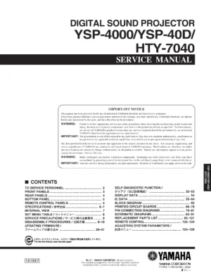Yamaha ysp 40d 4000 hty 7040 service manual cover