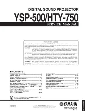 Yamaha ysp 500 750 service manual cover