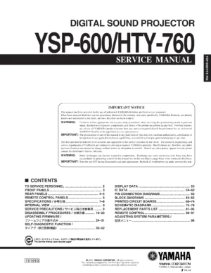 Yamaha ysp 600 hty 760 service manual cover