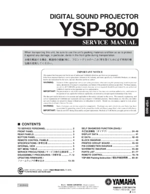 Yamaha ysp 800 service manual cover
