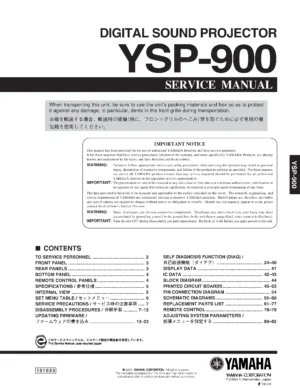 Yamaha ysp 900 service manual cover