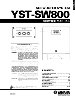 Yamaha yst sw800 service manual cover