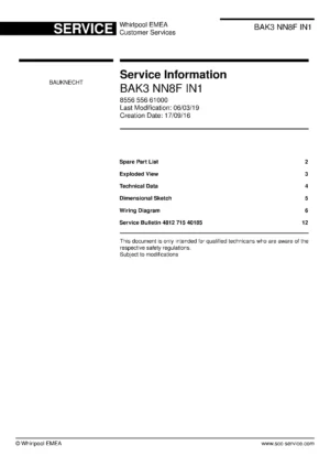 Bauknecht bak3 nn8f in1 service manual cover