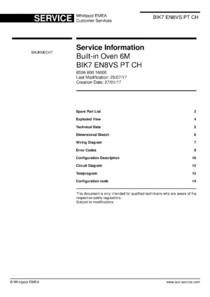 Bauknecht bik7 en8vs pt ch service manual cover