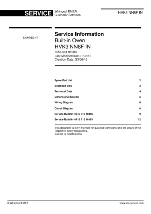 Bauknecht hvk3 nn8f in service manual cover