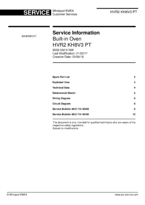 Bauknecht hvr2 kh8v3 pt service manual cover