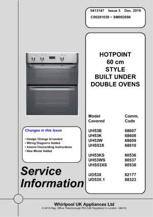 Hotpoint uh53 uhs53 ud53 oven service manual cover