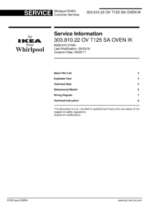 Ikea mattradition 303.810.22 ov t125 sa service manual cover