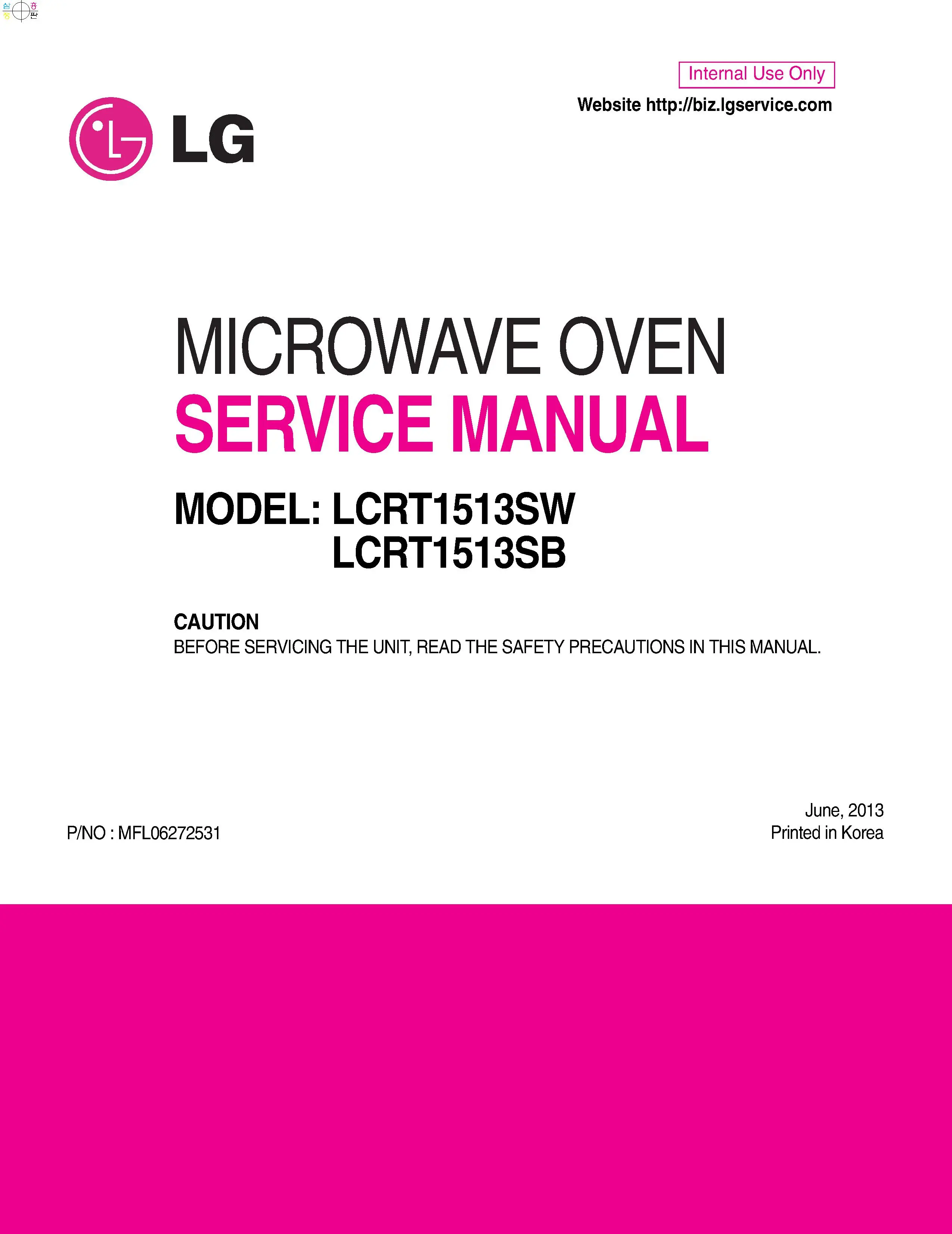 Lg lcrt1513sb lcrt1513sw service manual