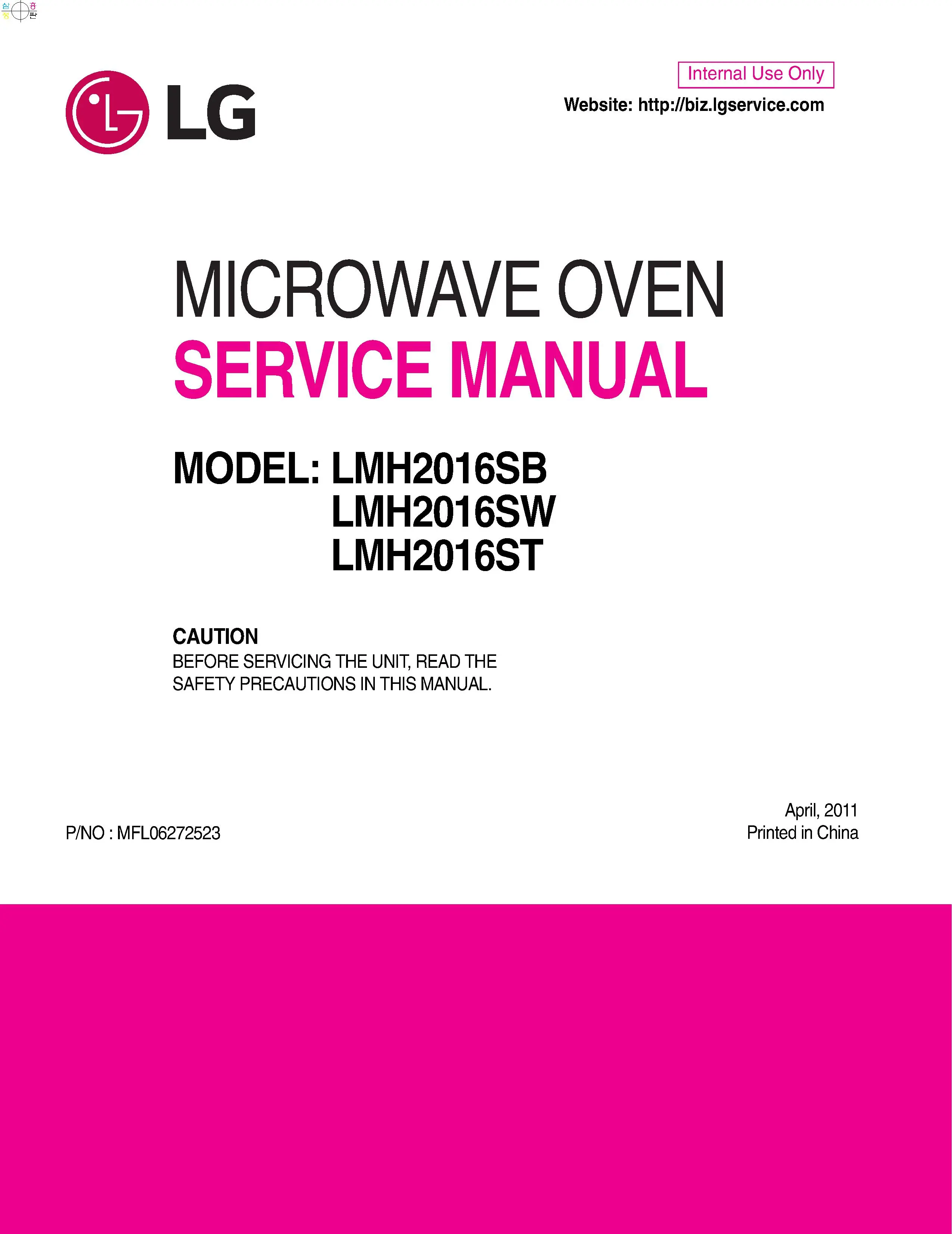 Lg lmh2016st lmh2016sb lmh2016sw service manual