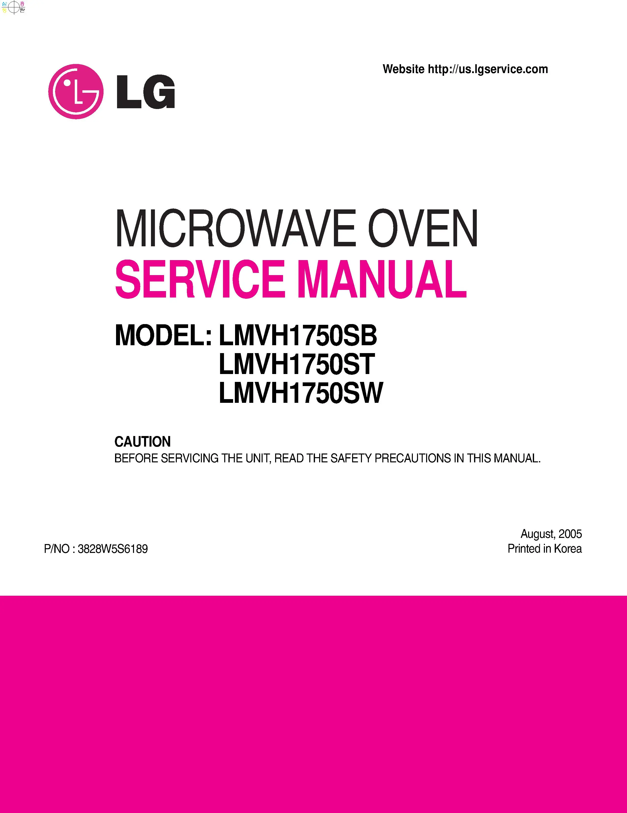 Lg lmvh1750st lmvh1750sb lmvh1750sw service manual