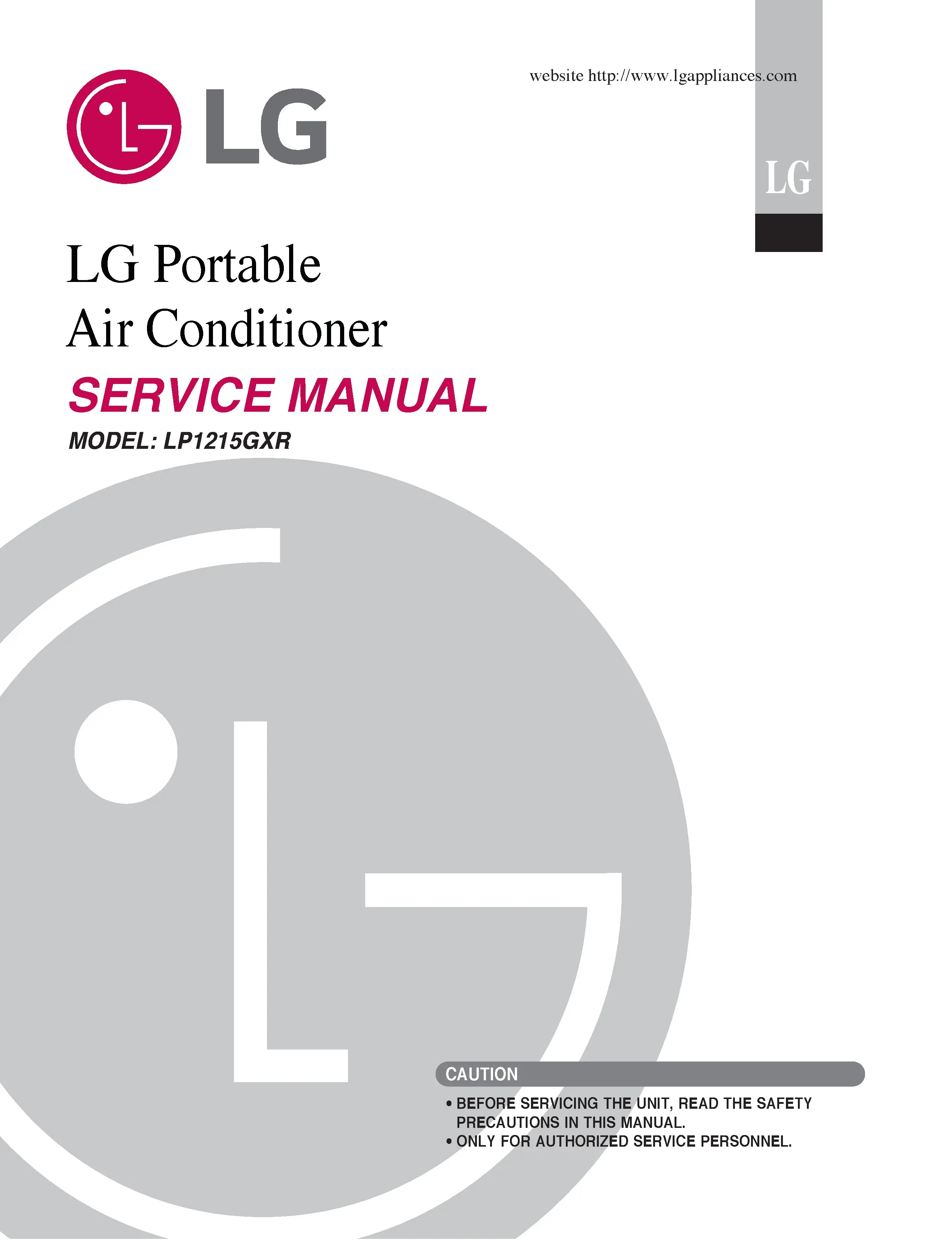 Lg lp1215gxr service manual cover