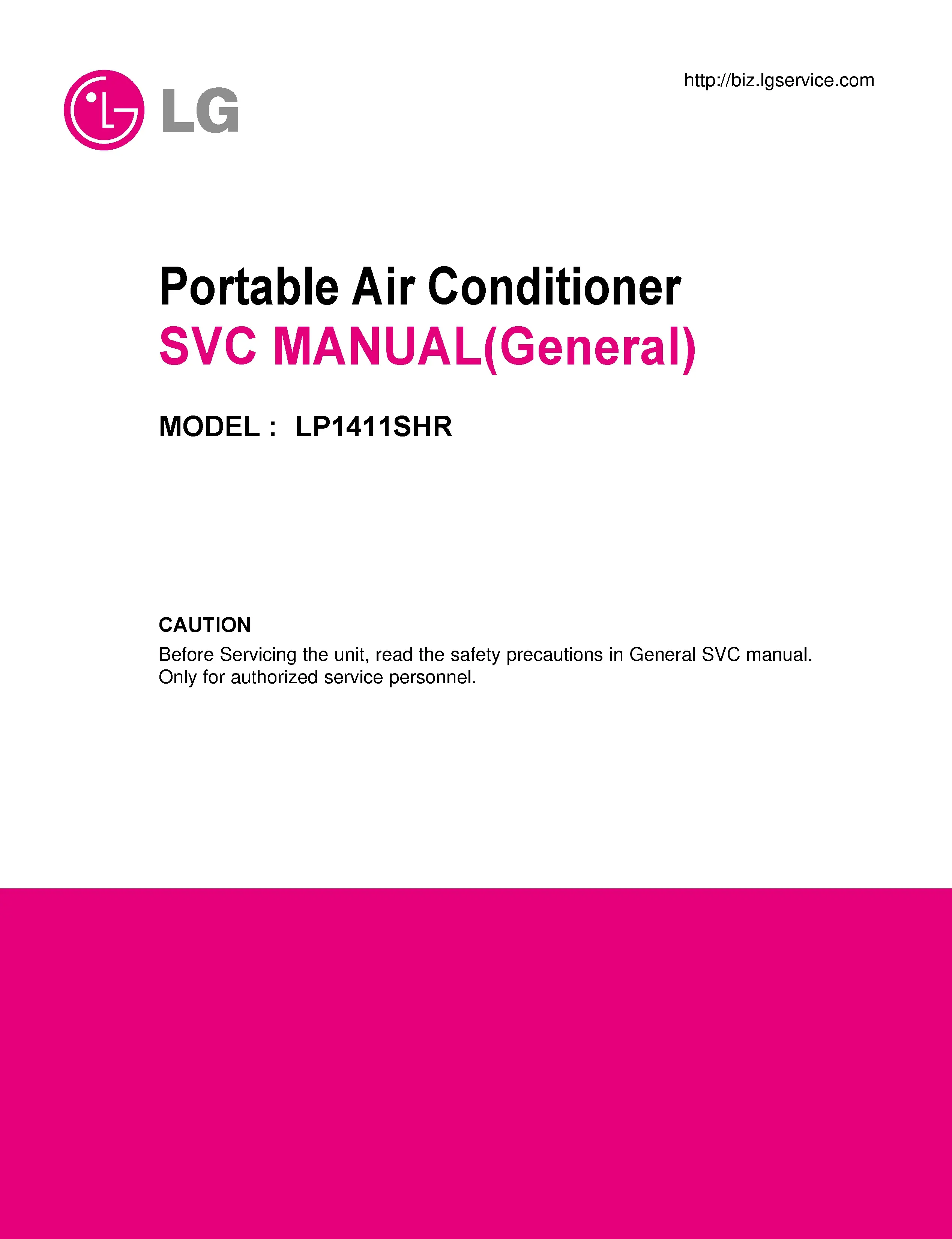 Lg lp1411shr service manual cover