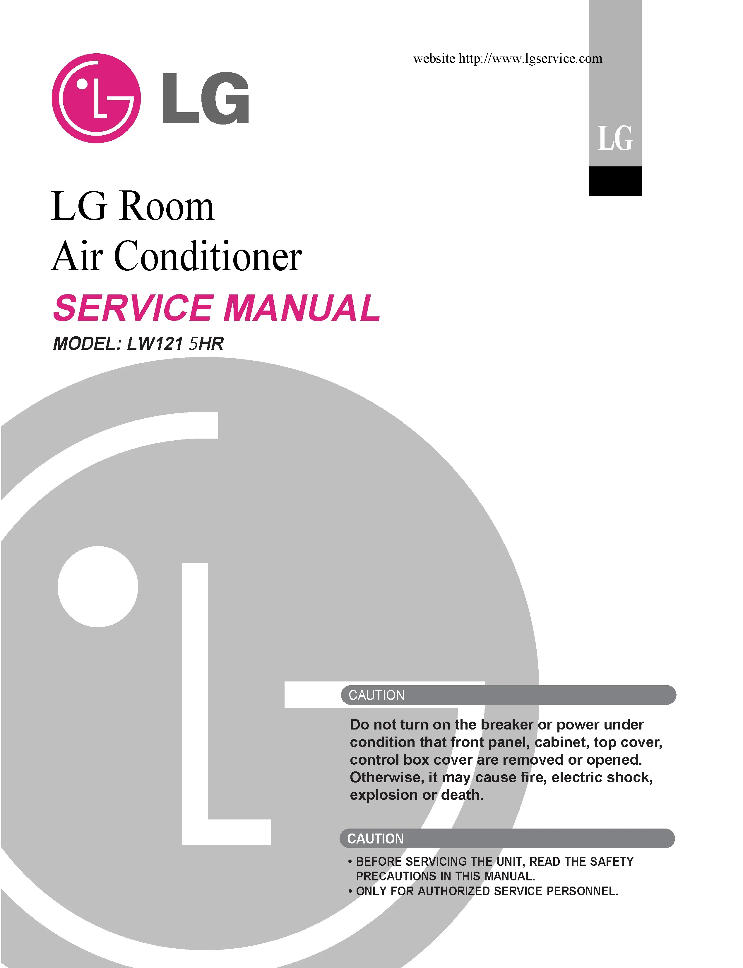 Lg lw1215hr service manual cover