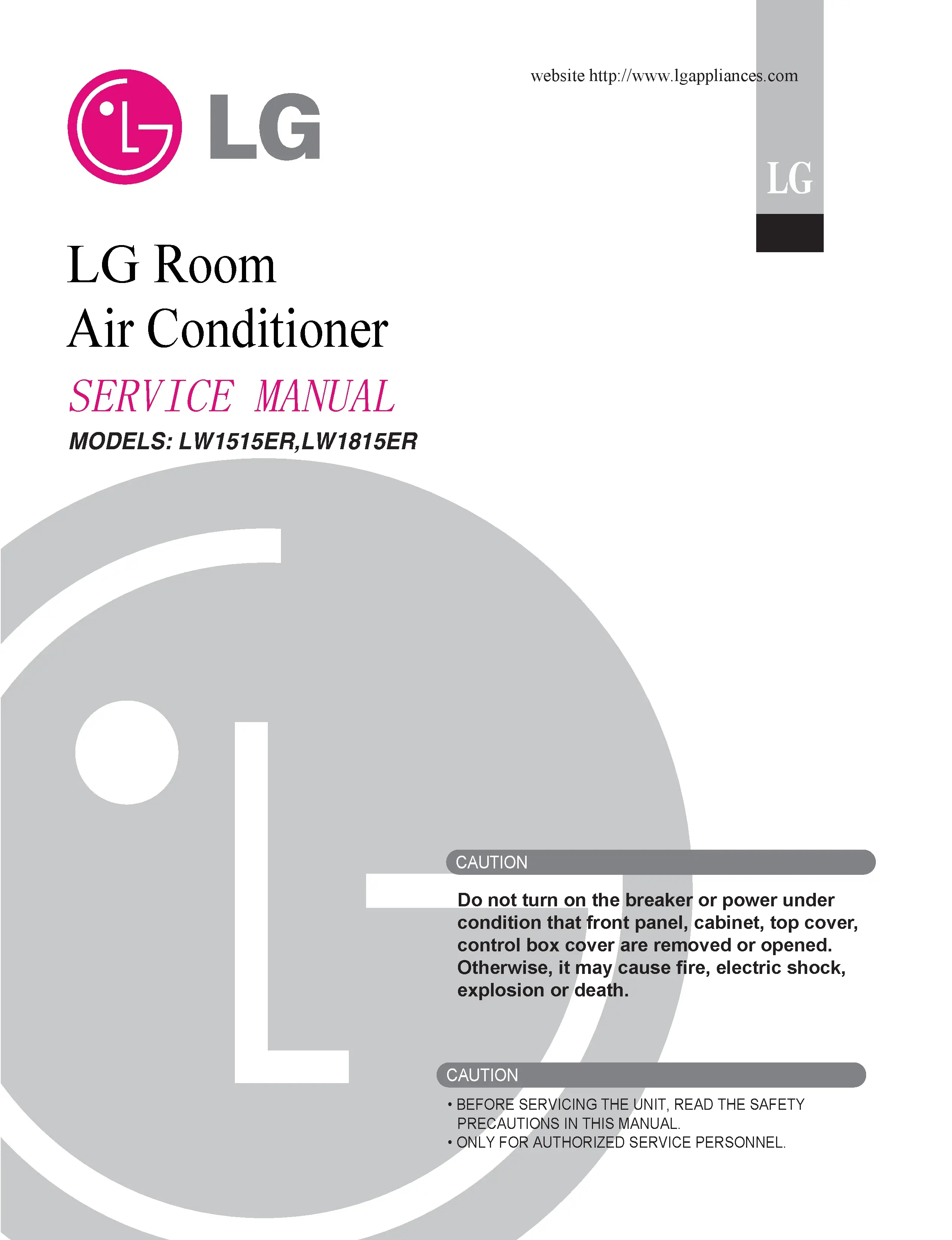 Lg lw1515er lw1815er service manual cover