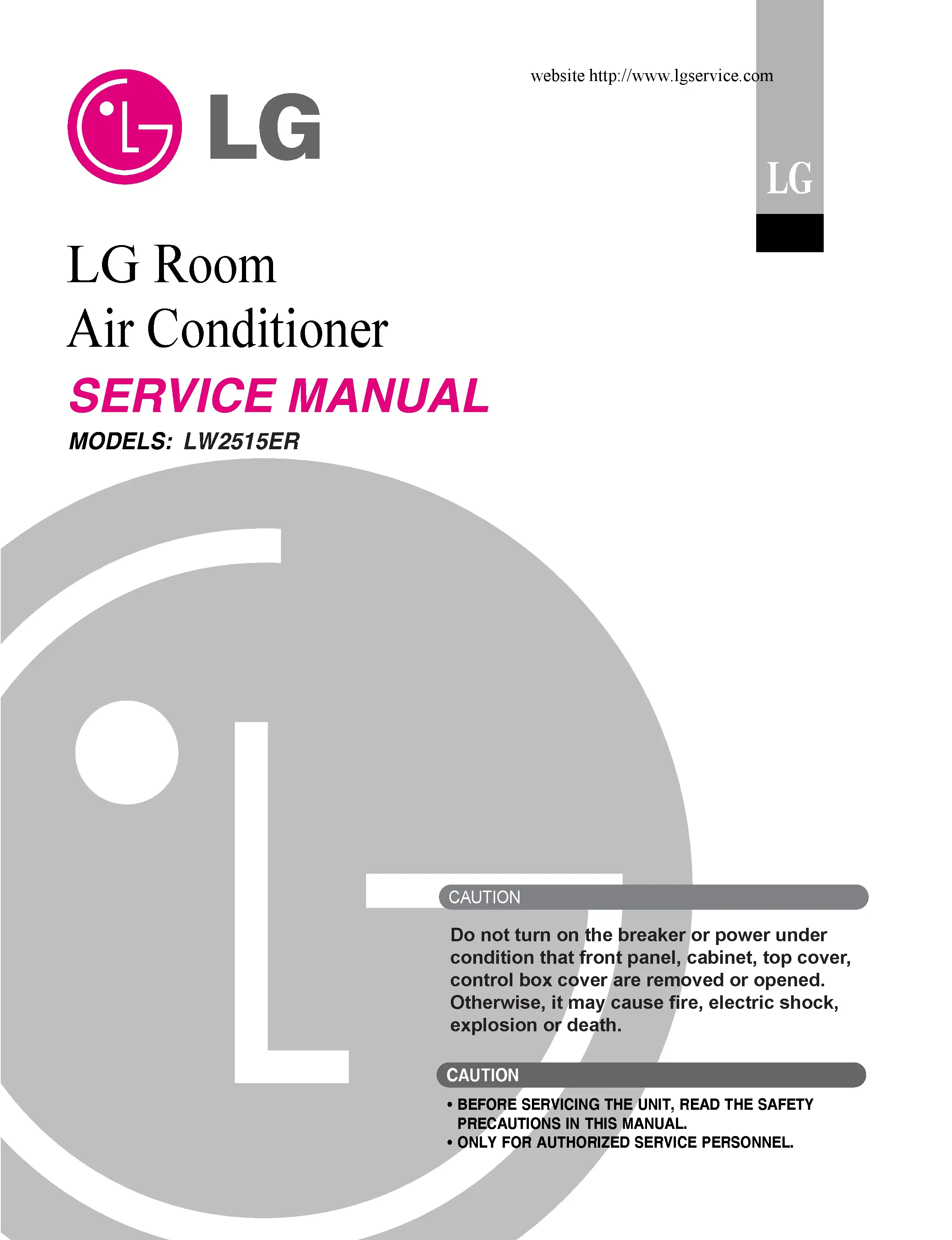 Lg lw2515er service manual cover
