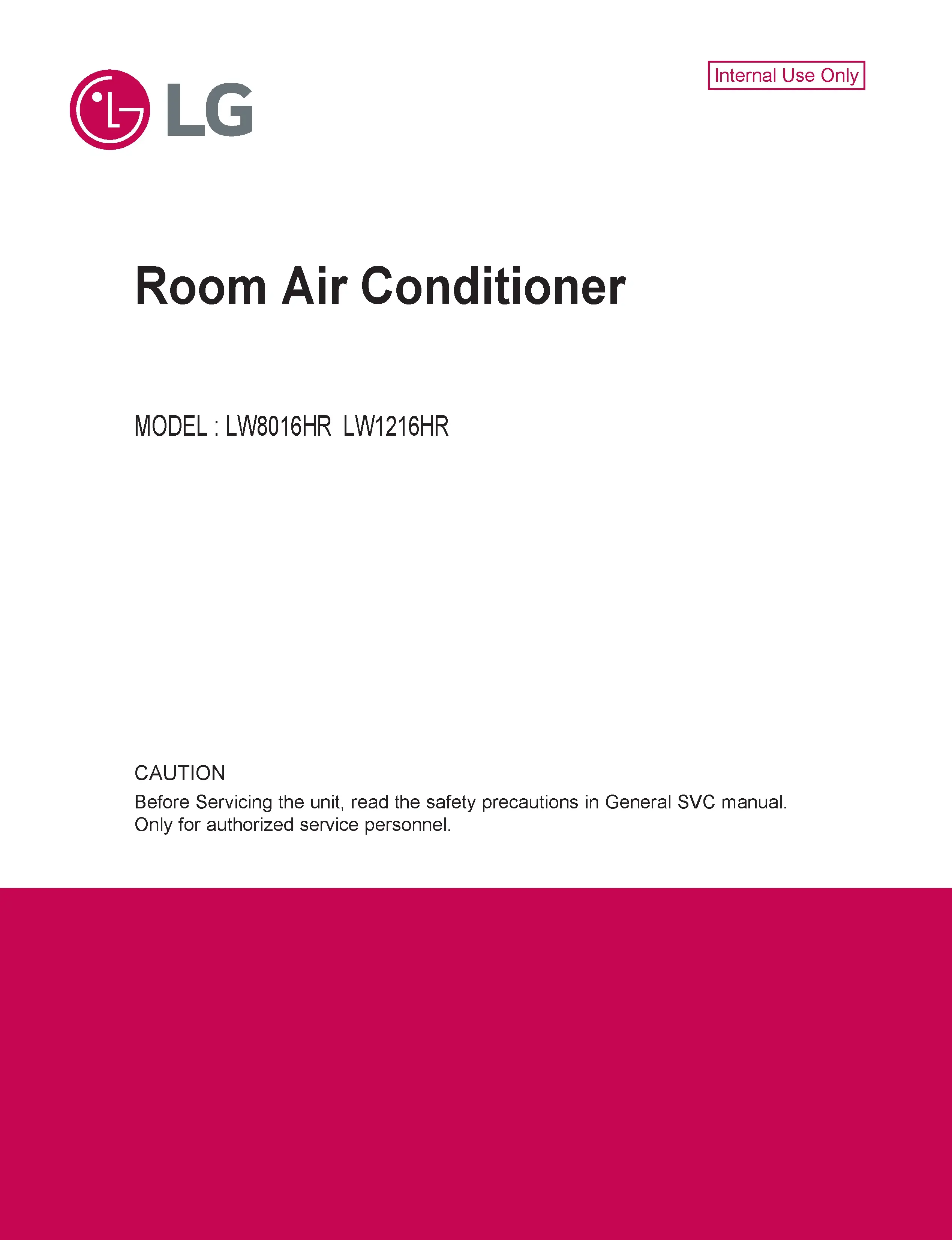 Lg lw8016hr lw1216hr service manual cover