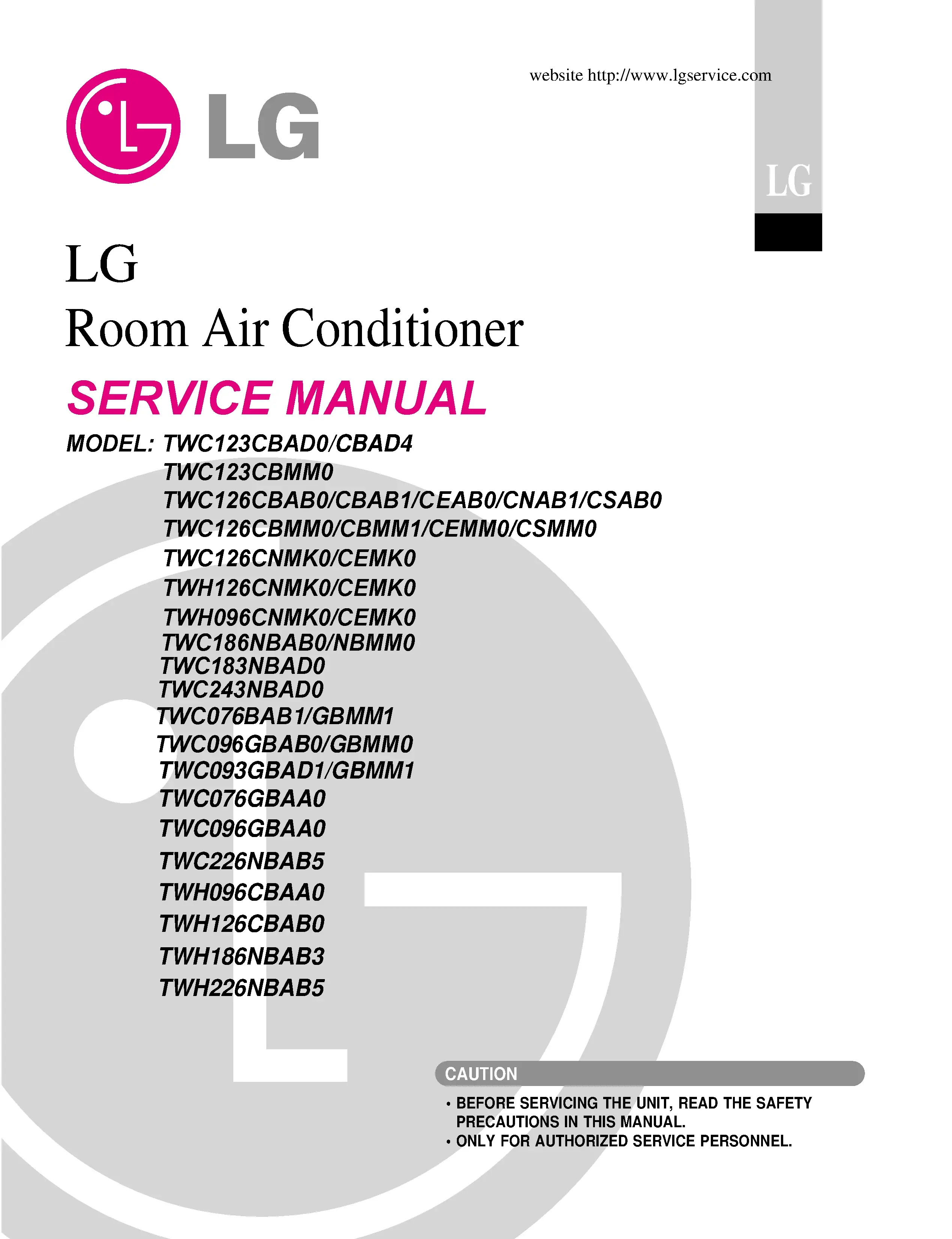 Lg w096bc service manual cover