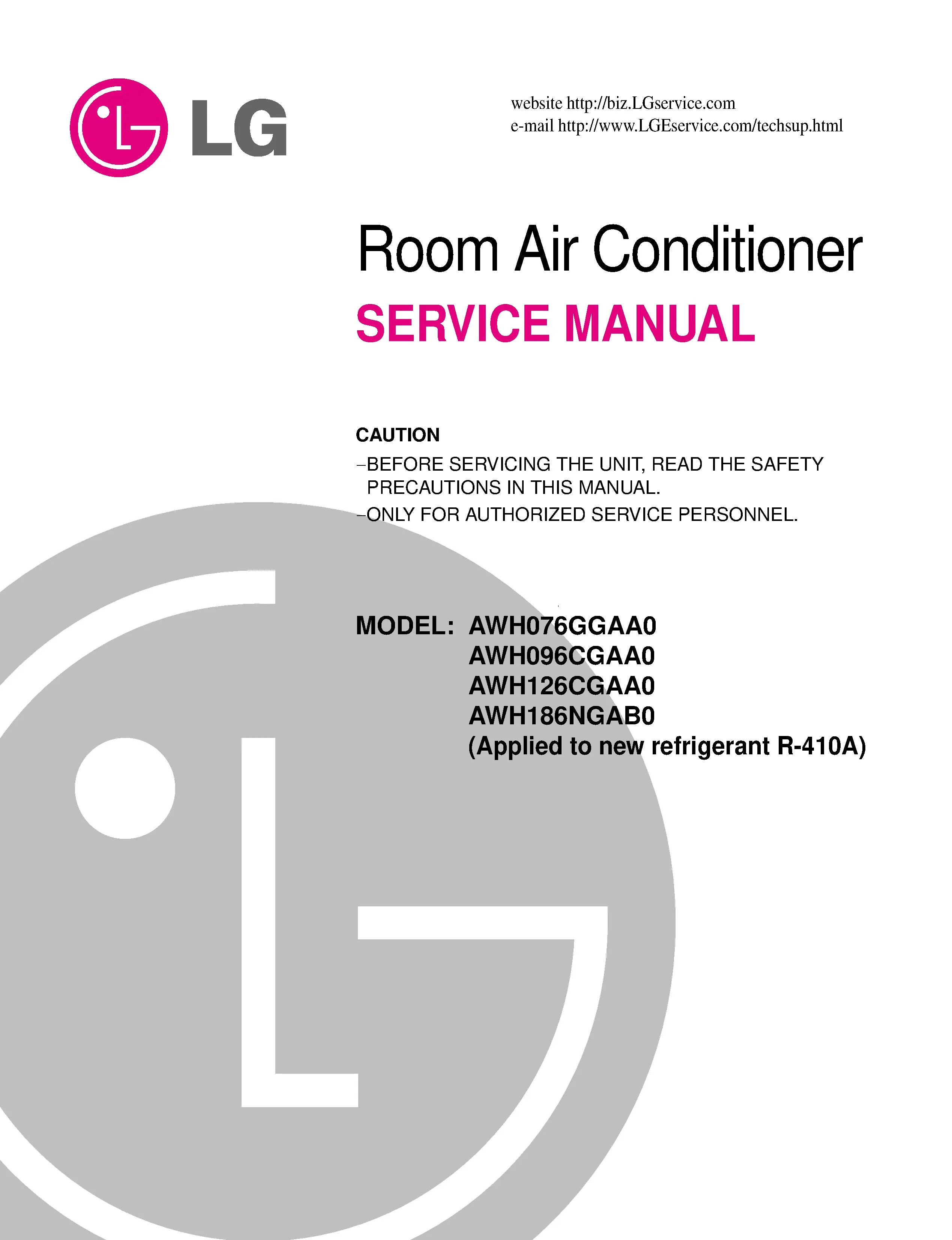 Lg w09ah service manual cover