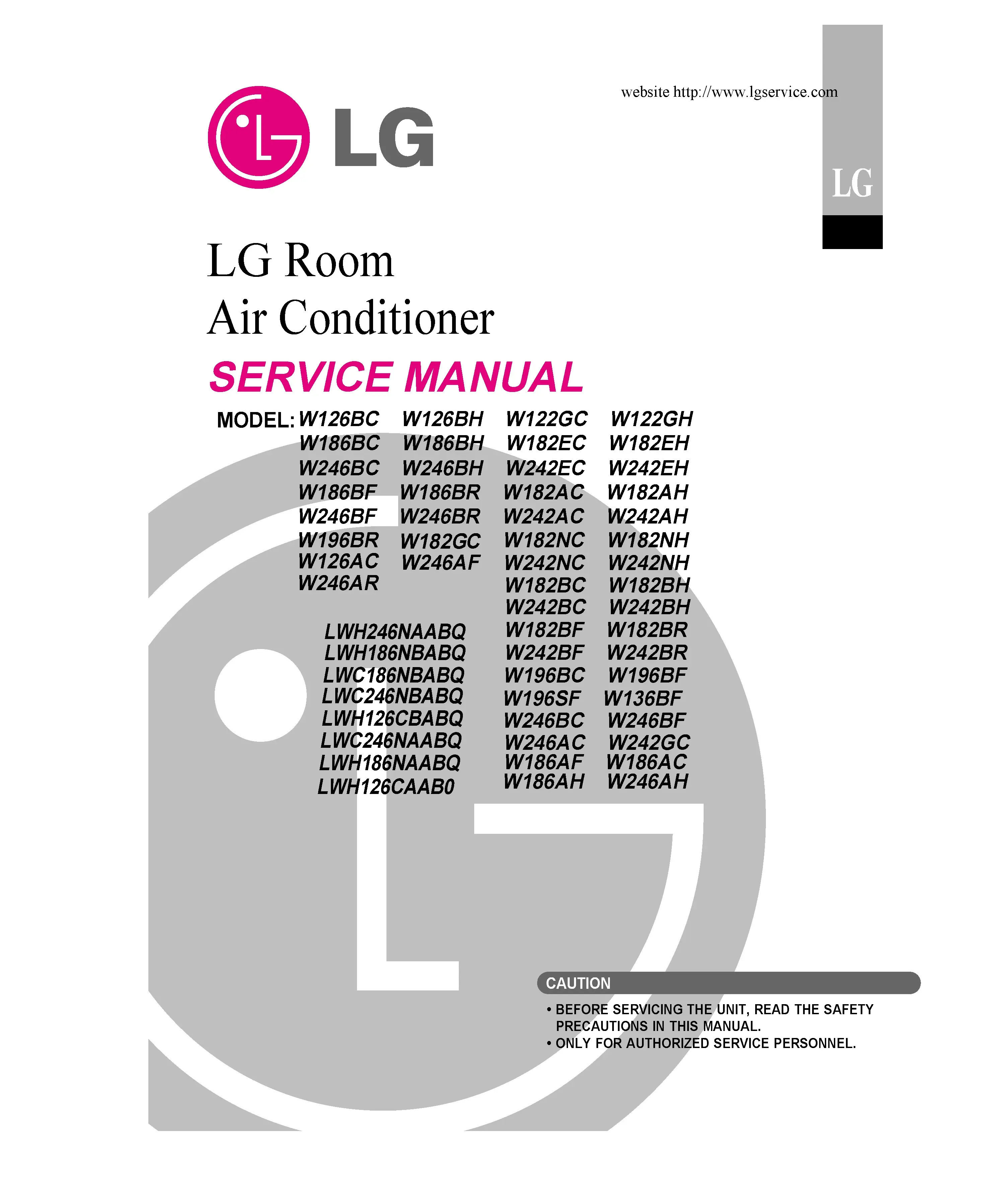 Lg w246bh service manual cover