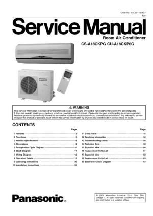 Panasonic cs a18ckpg cu a18ckp6g service manual cover