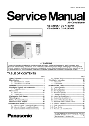 Panasonic cs a18gkh cs a24gkh service manual cover