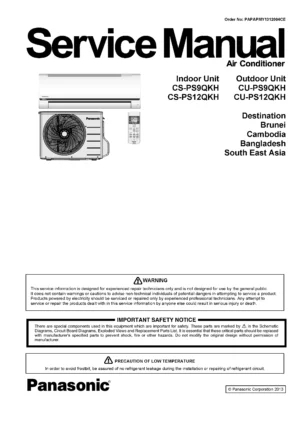 Panasonic cs cu ps9qkh ps12qkh service manual cover
