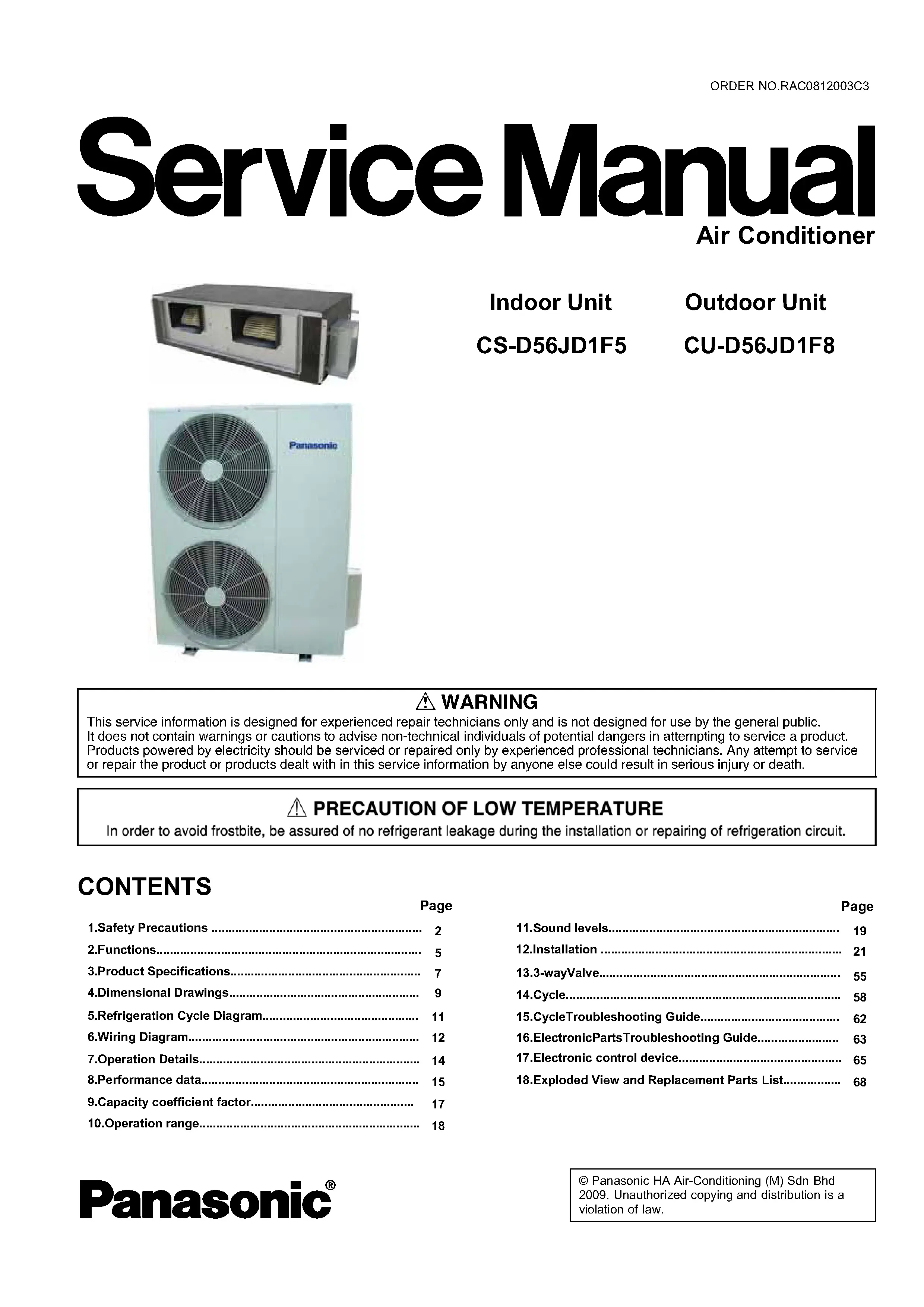 Panasonic cs d56jd1f5 cu d56jd1f8 service manual cover