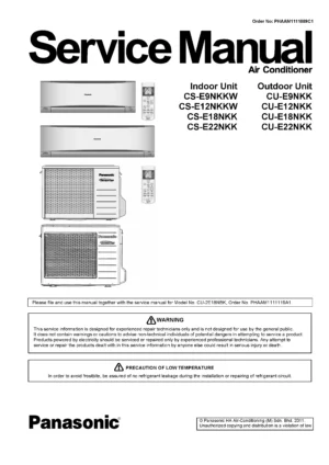 Panasonic cs e12nkkw cu e12nkk service manual cover