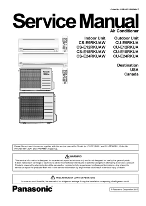 Panasonic cs e18rkuaw cu e18rkua service manual cover