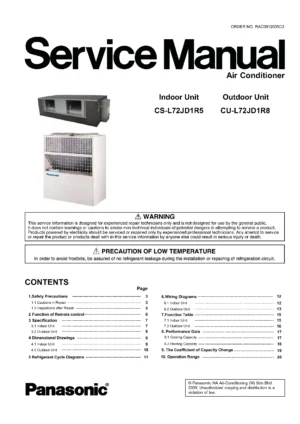Panasonic cs l72jd1r5 cu l72jd1r8 service manual cover