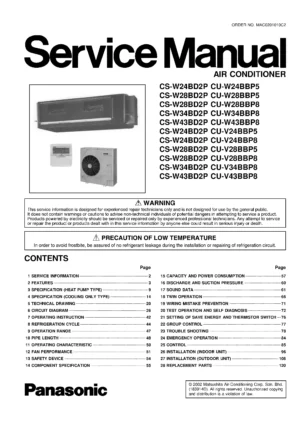 Panasonic cs w24bd2p cs w28bd2p service manual cover