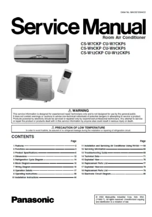Panasonic cs w7ckp cs w9ckp cs w12ckp service manual cover