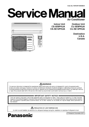 Panasonic cs xe12pkua cu xe12pkua service manual cover