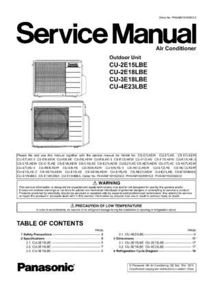 Panasonic cu 3e18lbe service manual cover