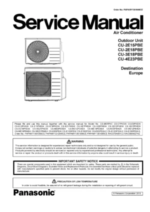 Panasonic cu 3e18pbe service manual cover