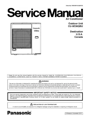 Panasonic cu 5e36qbu service manual cover