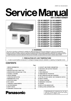 Panasonic cu w18bbp5 cu 24bbp5 cu w34bbp8 cu w43bbp8 service manual cover