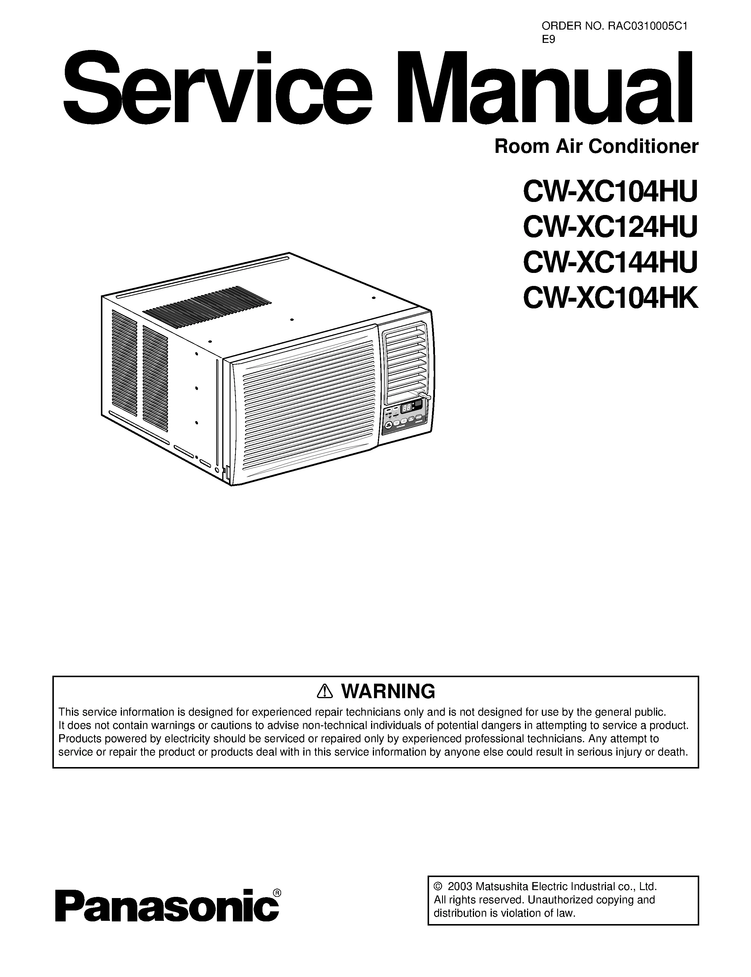Panasonic cw xc104hu xc124hu xc144hu xc104hk service manual cover