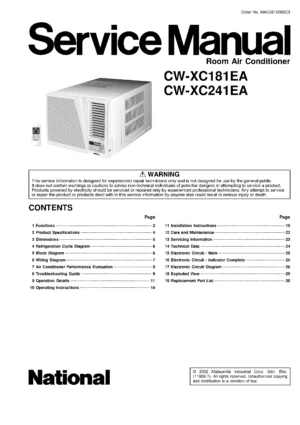 Panasonic cw xc181ea cw xc241ea service manual cover