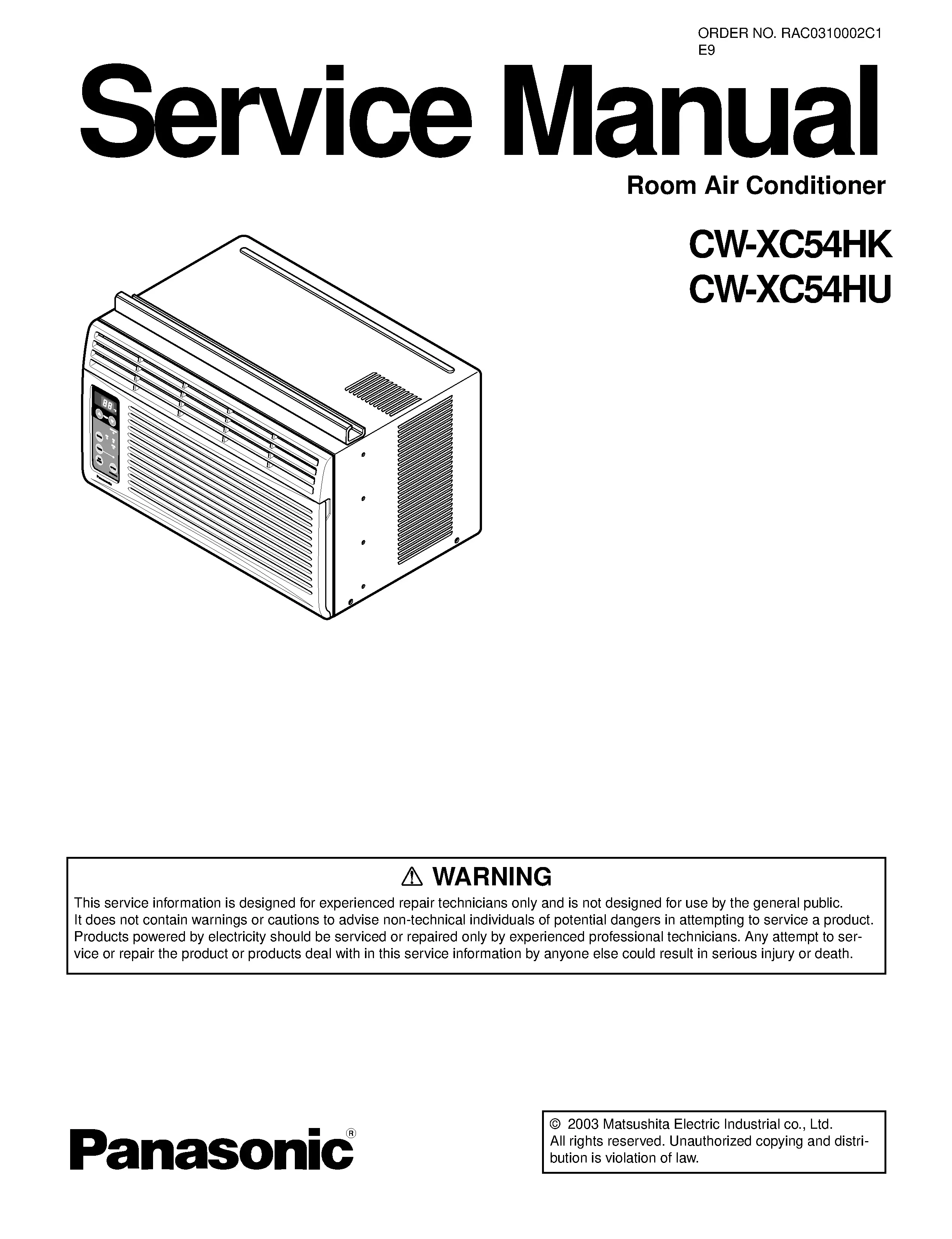 Panasonic cw xc54hk xc54hu service manual cover