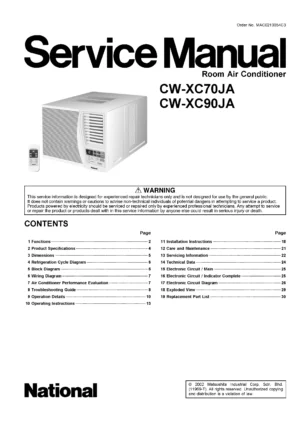 Panasonic cw xc70ja cw xc90ja service manual cover