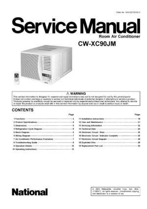 Panasonic cw xc91jm service manual cover