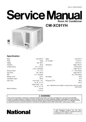 Panasonic cw xc91yh service manual cover