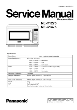 Panasonic ne c1275 c1475 service manual cover