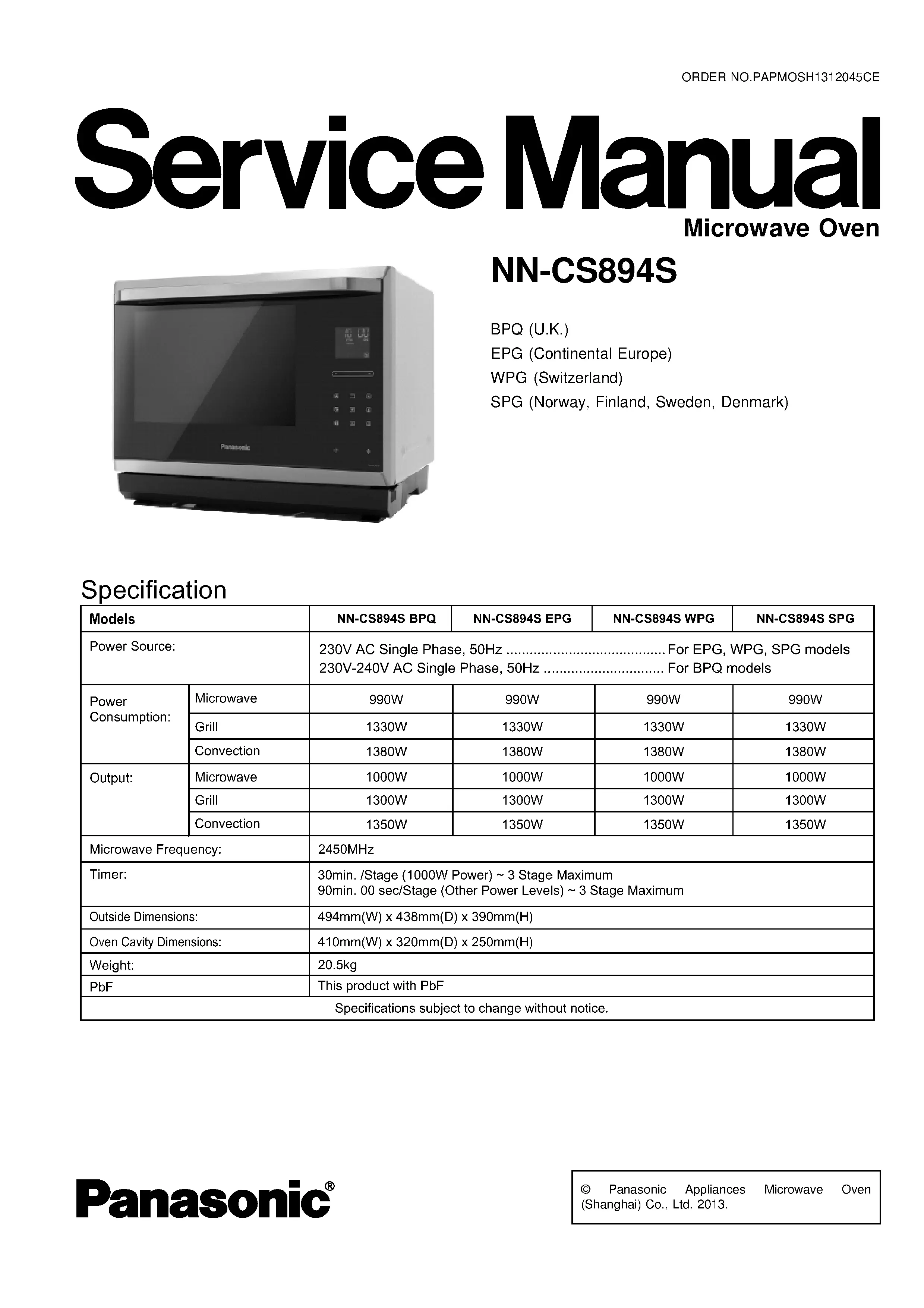 Panasonic nn cs894s service manual cover