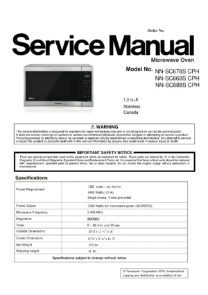 Panasonic nn sc678s sc669s sc688s service manual cover